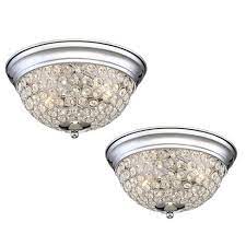 Buy with confidence from an elk lighting specialist: Possini Euro Design Modern Ceiling Light Flush Mount Fixtures Set Of 2 Chrome Crystal Accent For Bedroom Kitchen Hallway Bathroom Target
