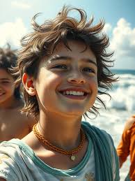 Irin-ajo awọn oriṣa ni eti okun ati ija ẹrin ti awọn igbi omi.