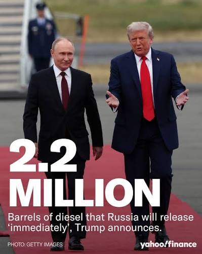 President Trump announced on Friday that Russia will "immediately" release  hundreds of thousands of tons of diesel into global markets, in an effort  to combat spiraling prices around the globe. In a