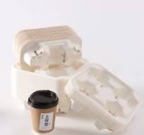 Wholesale Custom Design of Disposable Pulp Two Cup Holder Coffee Paper Cup  Tray Takeaway Packaging Cup Holder