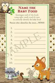 Woodland Baby Shower Game Name That Baby Food Game Woodland Etsy Baby Shower Woodland Woodland Baby Shower Food Woodland Baby Shower Theme Boy