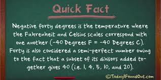40 celsius = 104 degree fahrenheit 40 Facts