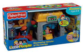 Turn the crank to ride the elevator up the garage levels. Fisher Price Little People Mini Garage Fisher Price Little People
