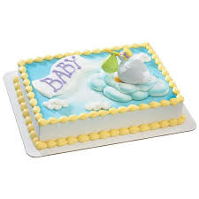 Special Delivery Stork At Publix Maybe If Stork Removed And Add Angel Wings And Baby Cake Topper Stork Cake Baby Shower Cakes Baby Shower Sheet Cakes