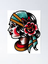 Look at all the colors on this piece! Traditional And Tribal Style Gypsy Tattoo Ideas Body Tattoo Art