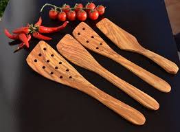 Olive Wood Utensils Handmade Lot Of 4 Different Spatulas Handcrafted In Albania Cucharas De Madera Paletas De Madera Madera
