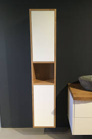 Homecho badezimmer schrank hochschrank weiß mit schublade badregal aufbewahrung aus holz badezimmerschrank badmöbel bht ca: Finja Badmobel Hochschrank Aus Eiche Mit Mdf Fronten Spa Ambiente