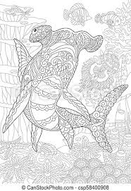 Images of a anchor coloring pages. Hammerhead Shark Coloring Page Underwater Background With Hammer Head Shark Coloring Page Colouring Picture Canstock