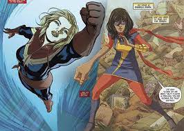 Captain marvel is basically a cosmic being who can channel energy. Kamala Khan As Ms Marvel And Carol Danvers As Captain Marvel Female Nonwhite Superheroes In Action