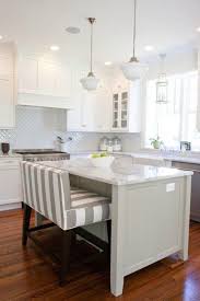 Striped Bench Creates Interest In Neutral Kitchen Fun Seating Option Home Kitchens Kitchen Remodel Kitchen Design