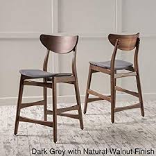 Amazon Com Plugtronics Mid Century Modern Fabric Rubberwood High Back 24 Inch Counter Stool Set Of 2 Grey Counter Chairs Counter Stools Wood Counter Stools