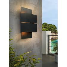 Shop Eglo Kibea 2 Light Matte Black Led Outdoor Wall Light Overstock 10700816