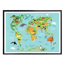 Die folie hat eine starke magnetische anziehungskraft. Poster Tierische Weltkarte Wall Art De