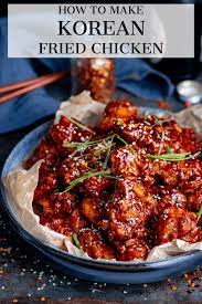The Best Korean Fried Chicken Crispy Coated Buttermilk Fried Chicken Smothered In A Spicy Korean Goc Spicy Chicken Recipes Spicy Recipes Korean Fried Chicken