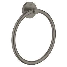 The subway layout stops at the 3' height. Grohe Essentials Towel Ring Brushed Hard Graphite