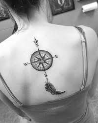 Black And Grey Compass Tattoo For Back Compass Tattoo Dovmeli Kadin Vucut Dovmeleri