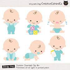 Set Of 6 Cute Baby Boy In Various Poses This Is Instant Digital Download Product You Will Receive 6 Png Baby Illustration Baby Cartoon Baby Shower Clipart