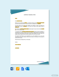 Free Contract Award Letter Template Word Doc Apple Mac Pages Google Docs Letter Template Word Lettering Letter Templates
