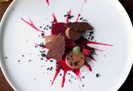 Beetroot Dark Chocolate Raspberry And Black Olives Fine Dining Desserts Food Plating Dessert Presentation