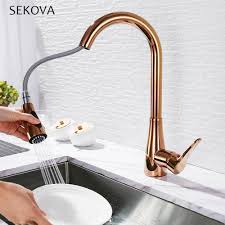 European kitchen mixer extraction of all copper gold dish basin kitchen under the basin expansion faucet gold kitchen faucet. Rose Gold Kitchen Faucet Mixer Cold And Hot Deck Mounted Single Handle Pull Out Kitchen Sink Water Mixer Tap Kitchen Faucets Aliexpress