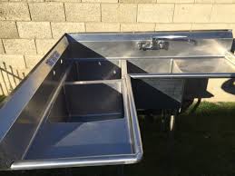 used 3 compartment corner sink w/1