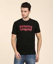 levis printed men round or crew black t shirt