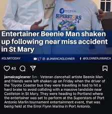 Beenie nearly meet in accident in st mary! #castleton #stmary #beenieman