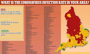 A new national lockdown is in place across england with similar measures announced for northern ireland, scotland and wales. Heat Map Reveals The 200 Towns And Cities With High Covid 19 Infection Rates Daily Mail Online