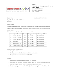 Surat penawaran 5 hidrolik motor ibu martha. Surat Penawaran