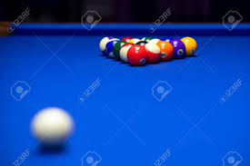 Once this has been done, all the screws and washers must be tightened until they are firmly secure. Colorful Balls On A Blue Pool Table Set Up And Ready To Play Selective Focus Lizenzfreie Fotos Bilder Und Stock Fotografie Image 142261290