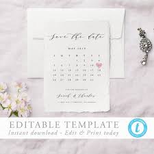 Printable Calendar Save The Date Template Printable Save Our Etsy Save The Date Templates Save The Date Editable Invitations