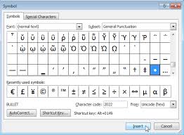 Asterisk makes a dotted line. Insert A Bullet In The Middle Of A Sentence In Word