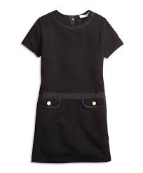 This sweet style has a round neckline, short sleeves and a concealed back zip closure. Girls Black Knit Ponte Dress Brooks Brothers