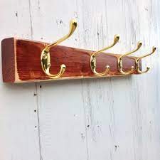 Wood Coat Rack Row 4 Hanging Hooks Wooden Entryway Vintage Etsy Coat Rack Wall Wall Mounted Coat Rack Entryway Coat Rack