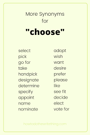 More Synonyms For Choose Writing Tips In 2020 Book Writing Tips Writing Words Writing Tips