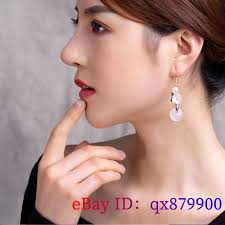 Jade Donut Earrings Natural 925 Silver Jewelry Women Chalcedony Talismans