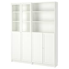 Billy Oxberg Bookcase With Panel Glass Doors White 63x11 3 4x79 1 2 Ikea Bookcase With Glass Doors Glass Cabinet Doors Shelves