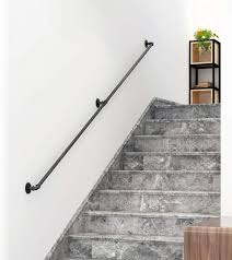 White stair handrail wall mounted. Round Steel Pipes Hand Rails For Indoor Stairs Wall Mount Staircase White Stairway Railing 200lbs Load Capacity Happybuy Stair Handrail 3ft Length Modern Handrails For Stairs Stair Rail Aluminum Decking Fencing
