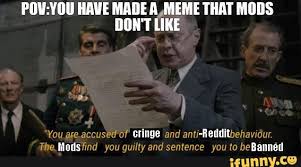 Have Made Meme That Mods Don T Like You Are Accusee Cringe And Anti Redditbehaviour