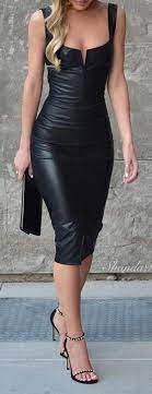 Jun Leather Dresses Fashion Little Black Dress