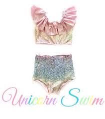 Unicorn Swim Suit High Waisted Bikini Ruffle Swimsuit