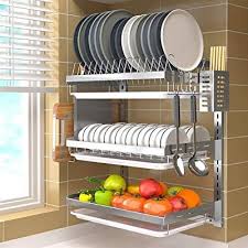 Zjf Wdj Panier A Egouttoir Mural En Acier Inoxydable Pour Cuisine Avec Support Perfore 2 Couches 3 Couches Egouttoir Etagere Rangement Egouttoir Vaisselle