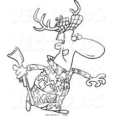 Download and print these hunting coloring pages for free. Vector Of A Cartoon Deer Hunter Wearing Antlers Outlined Coloring Page By Toonaday 19248