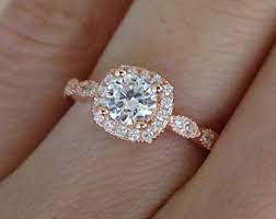 3 4 Ctw Halo Wedding Ring Vintage Style Ring Man Made Diamond Rose Gold Engagement Ring Vintage Inspired Engagement Rings Vintage Style Halo Engagement Ring