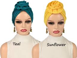 PRE-TIED FLOWER Turban, Cute Chemo Alopecia Hairloss Cap, Slip-on Cotton  Cap Gift for Her, Bald Head/cancer Hat, Pre Tied Fashion Head Wear