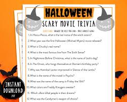 Some friday the 13th trivia from timeanddate.com: Halloween Scary Movie Trivia Game Halloween Printable Games Etsy Halloween Facts Fun Halloween Party Games Movie Trivia Games