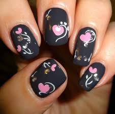 2020 popular 1 trends in beauty & health, jewelry & accessories with heart nail template and 1. Simple Pink And Black Valentine Nails Nail And Manicure Trends