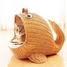 natural material cat bed house handwoven wicker house for cat dog willow basket for cat small dog wicker pet basket cat cav cat bed cat diy pet furniture