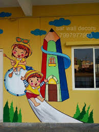 Wall Painting For Kinder Garten School Garten Kinder Painting School Wall Wandmalereiideen School Wall Art Cartoon Wall Classroom Walls Paint