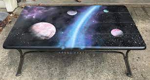 Then paint and seal with wax sealer, that goes on like paint or stain, but dries to a hard finish. I Found This Coffee Table On The Side Of The Road Someone Threw Out Decided To Add Some Color To It Spray Paint Art Pics